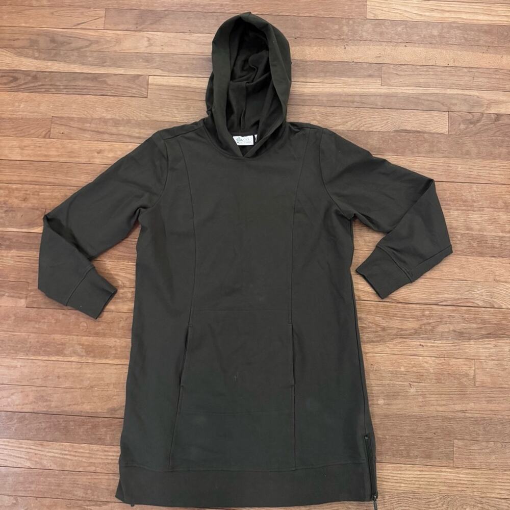 Denim & Co. Women's Green Hoodie Dress - Small  b76